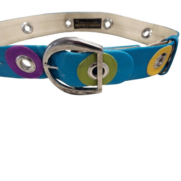 Vintage Salena’s Collection 1991 Leather Belt Colorful Silver Buckle Grommets main image 10